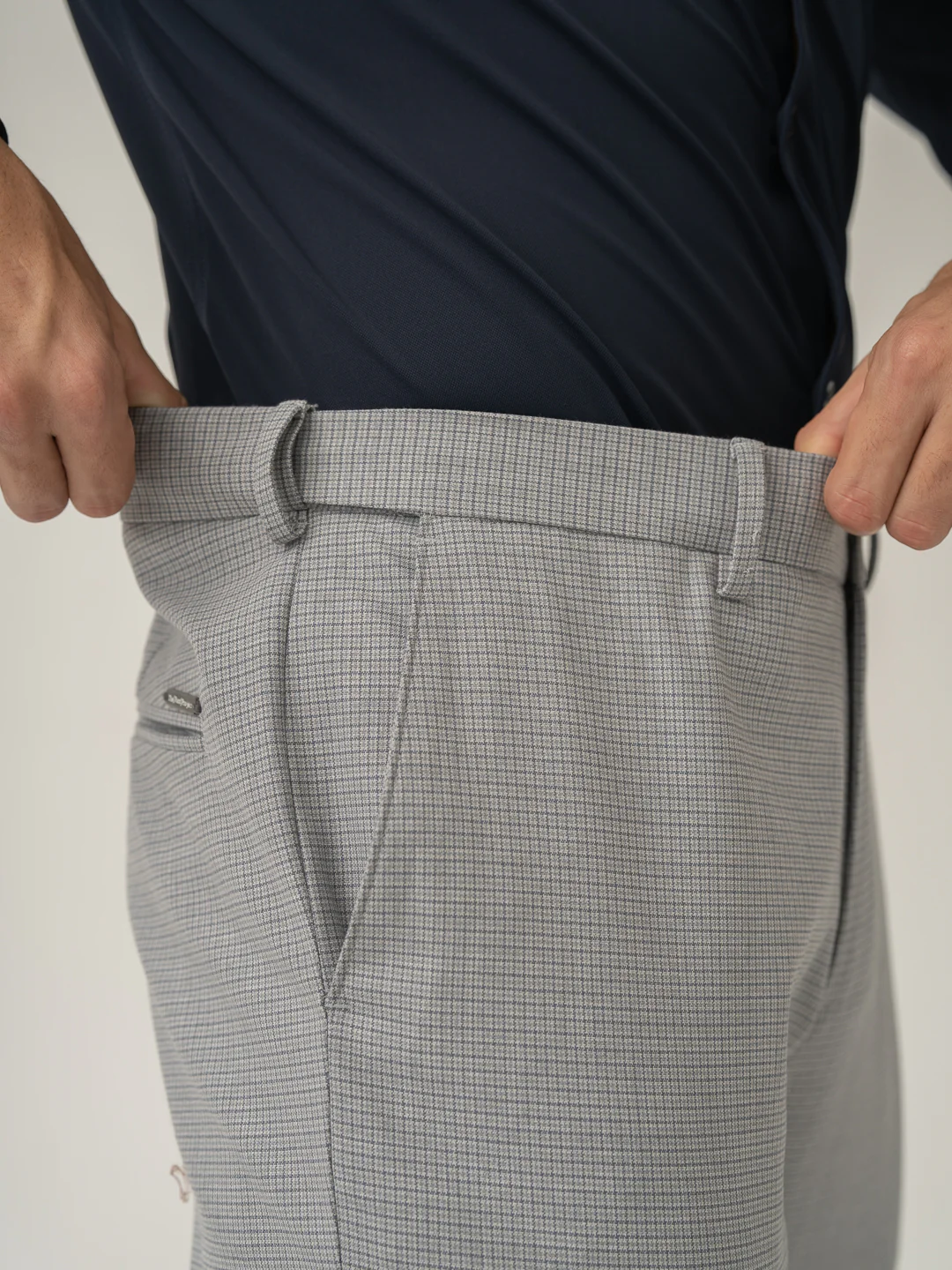 Armour Grey Micro Checks Slim Fit Stretch Formal Pant - Image 4