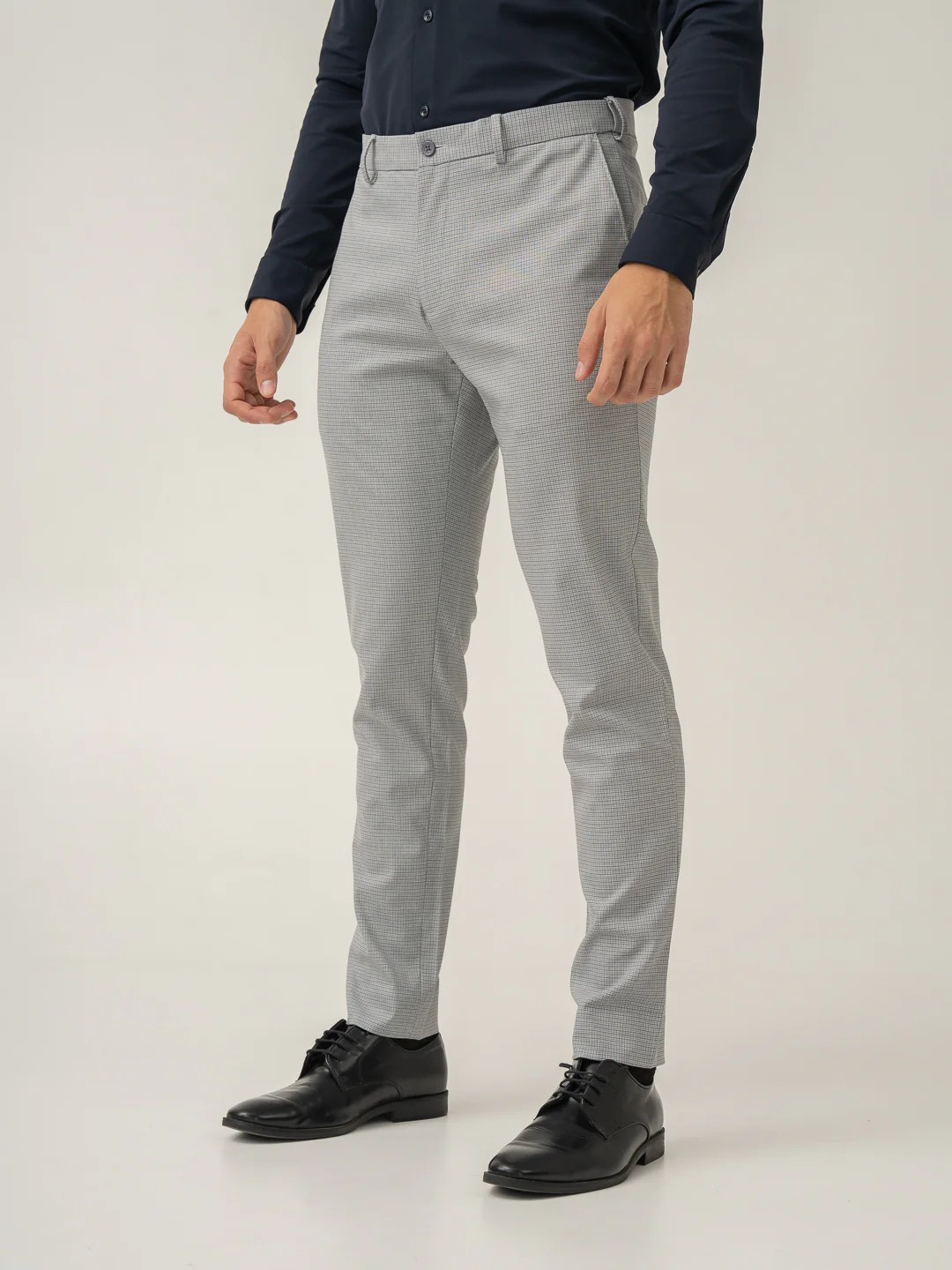 Armour Grey Micro Checks Slim Fit Stretch Formal Pant - Image 5