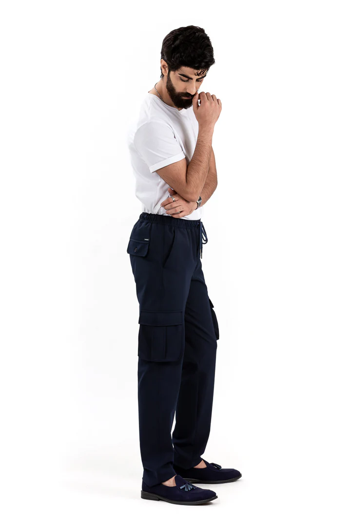 Eco Navy Stretch Cargo Pants - Image 5