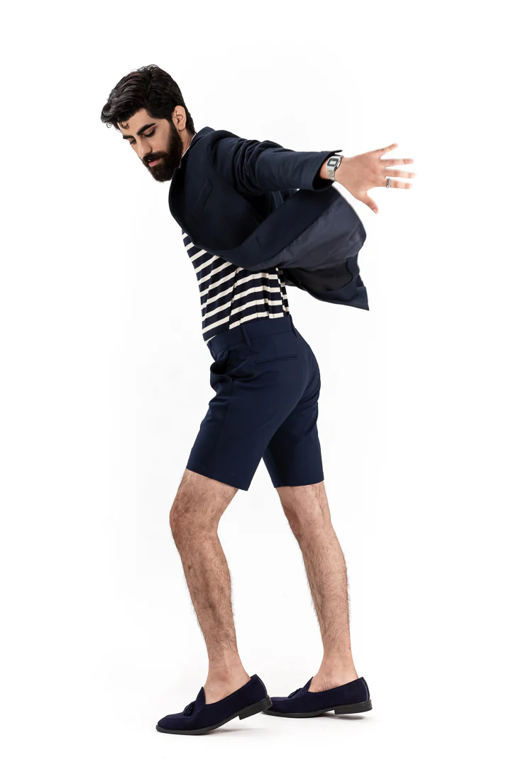 Eco Navy Stretch Chino Shorts - Image 4