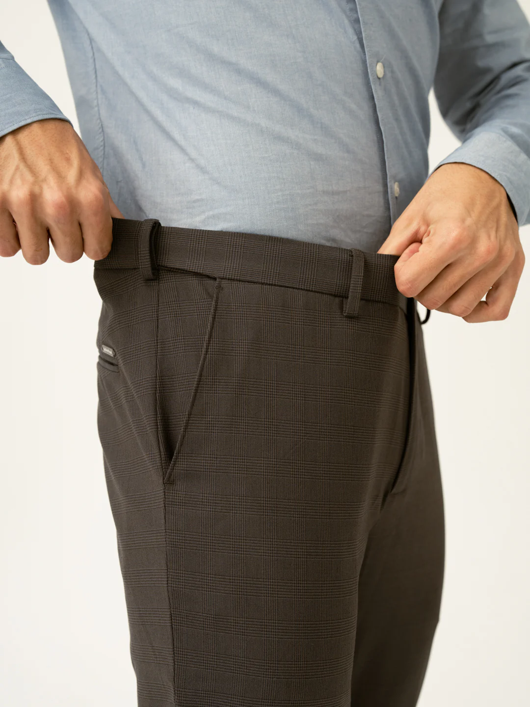 Charcoal Checks Slim Fit Formal Stretch Pants - Image 4