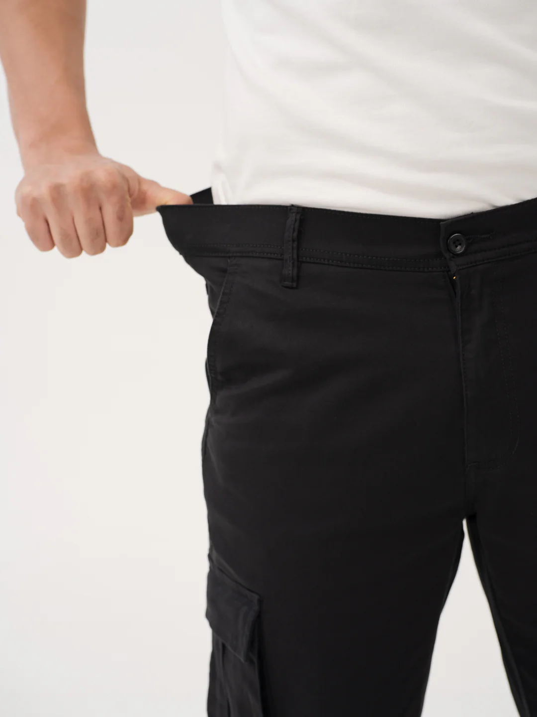City Black Relaxed Fit Stretch Cargo Pants - Image 5