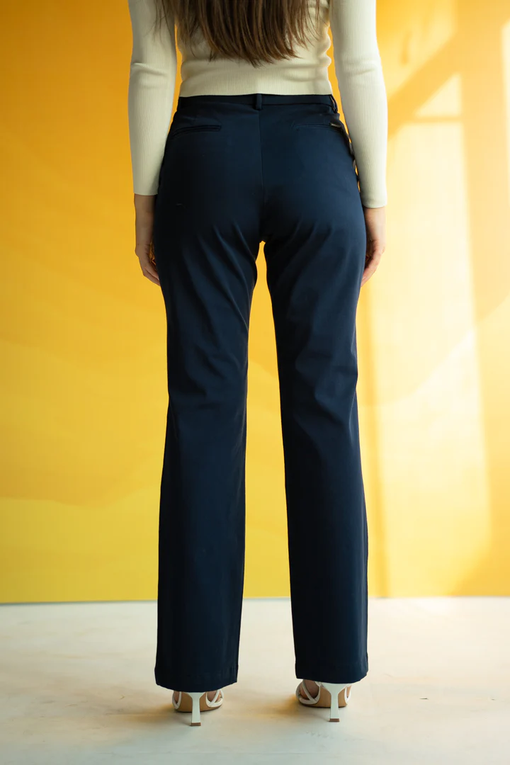 Classic Navy Cotton Stretch Chinos - Women - Image 6