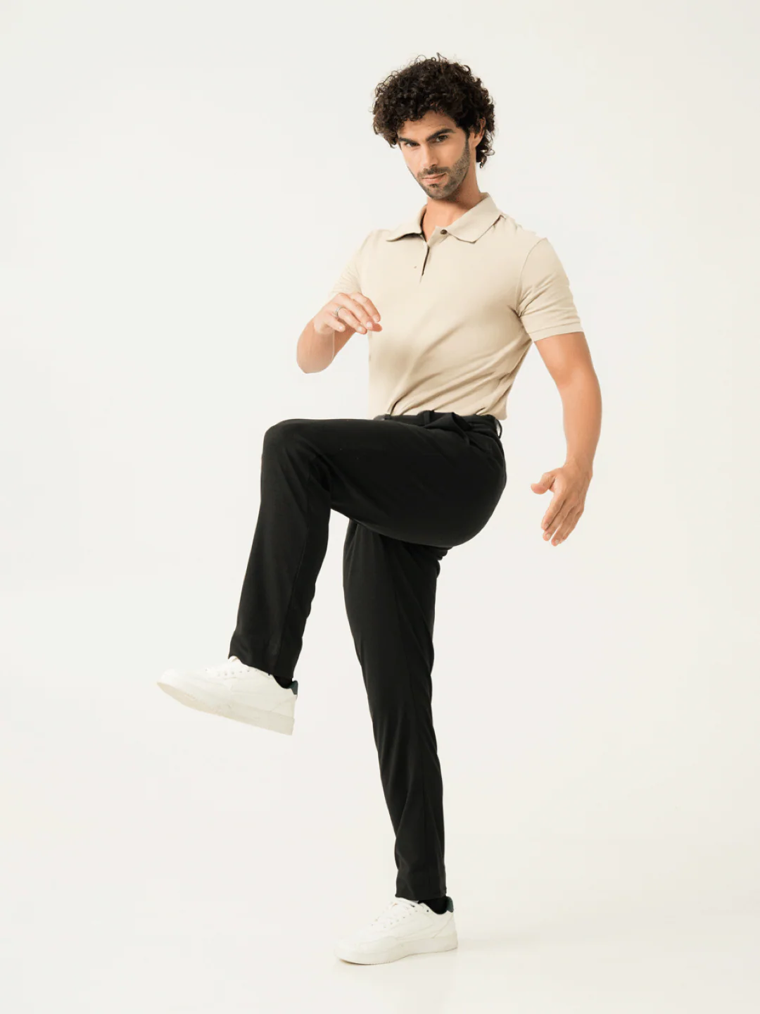Deep Black Slim Fit Power Stretch Pants - Image 4