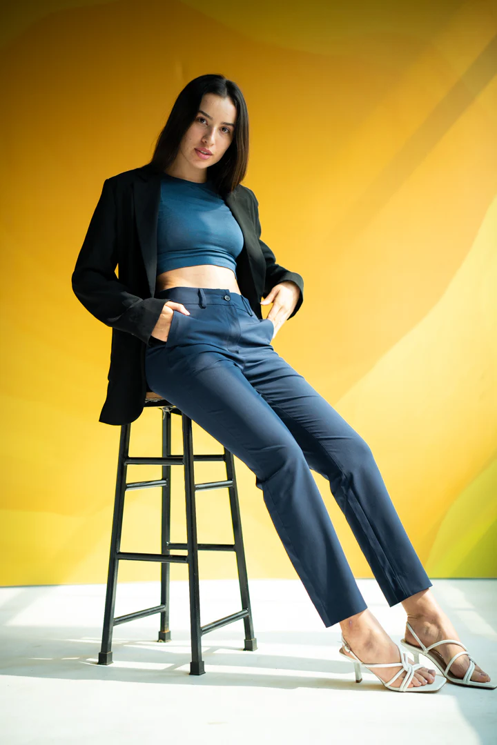 Eco Navy Stretch Pants - Women - Image 3
