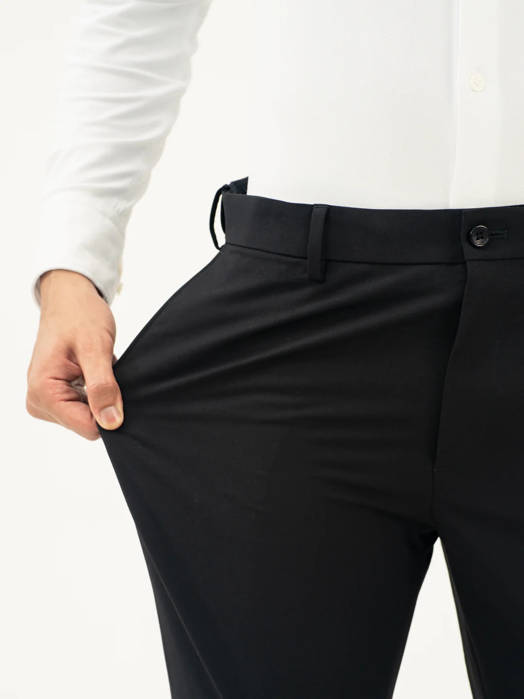 Everyday Black Slim Fit Stretch Formal Pants - Image 3