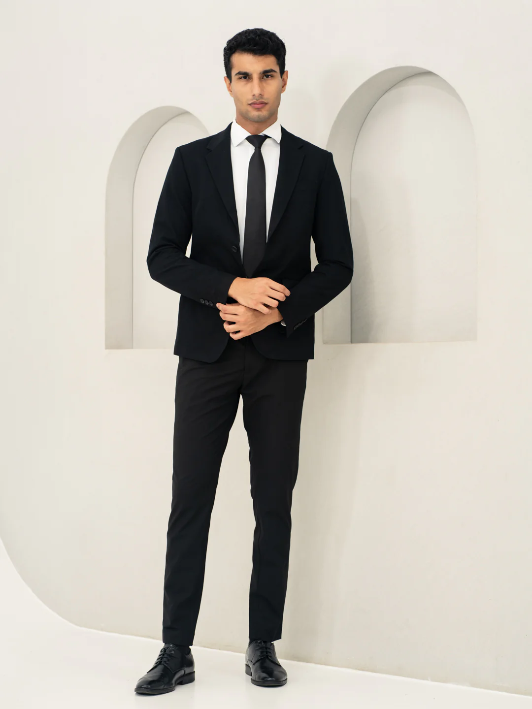 Everyday Black Slim Fit Stretch Formal Pants - Image 6
