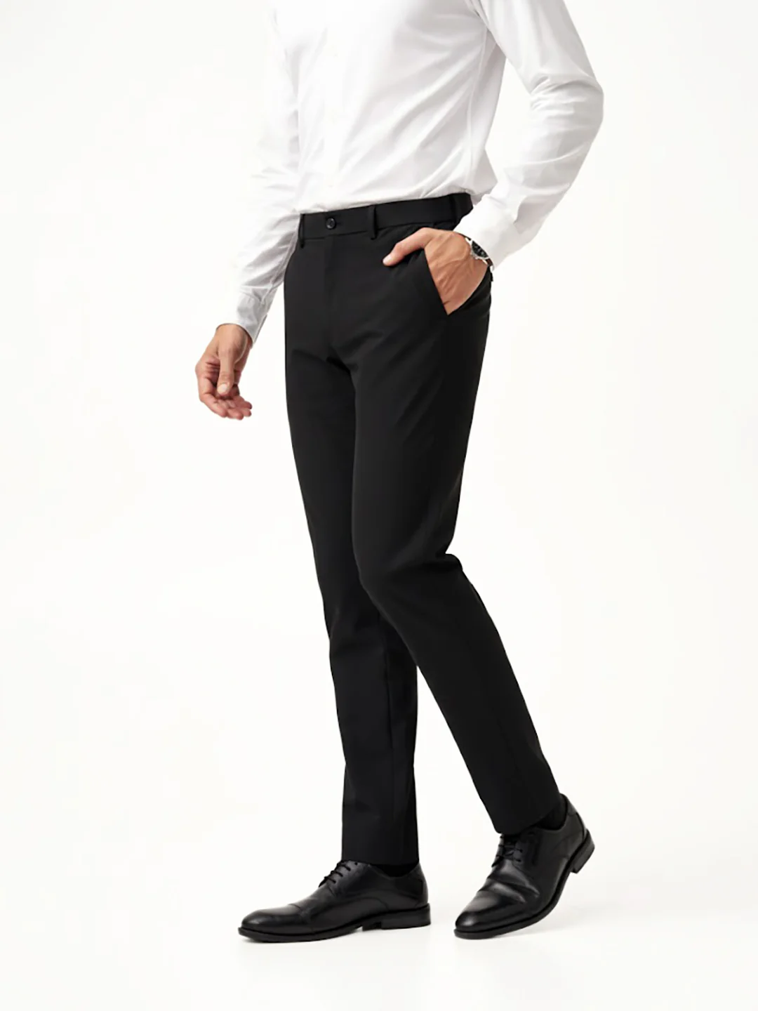 Everyday Black Slim Fit Stretch Formal Pants - Image 7