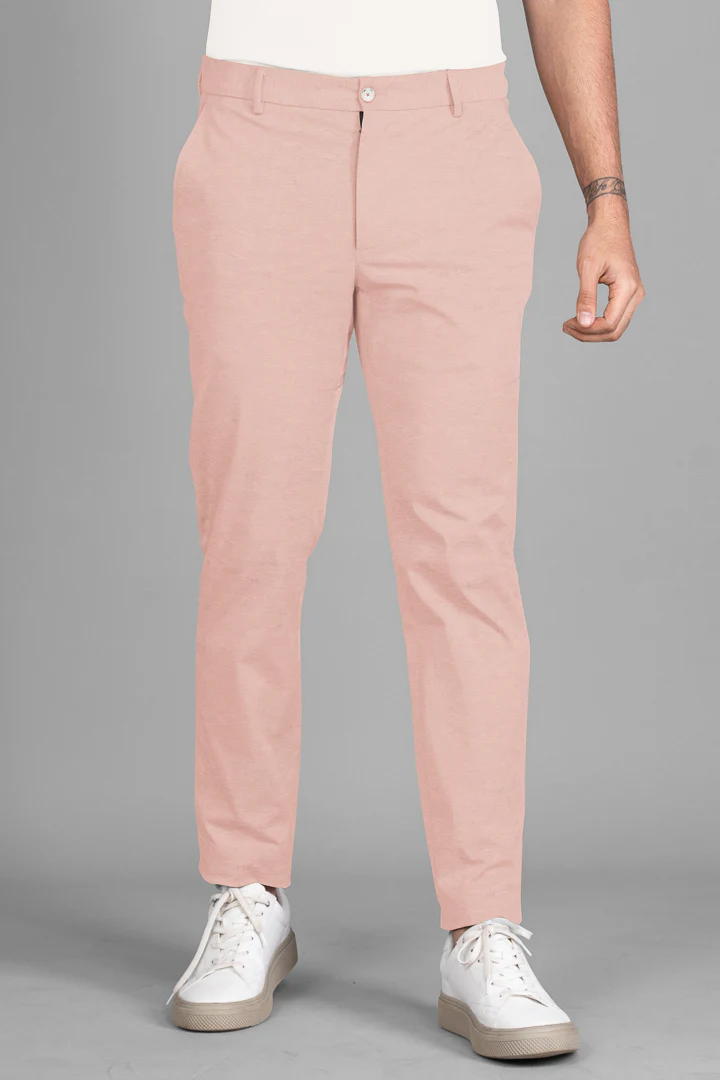 Flamingo Peach Cotton Stretch Chinos - Image 4