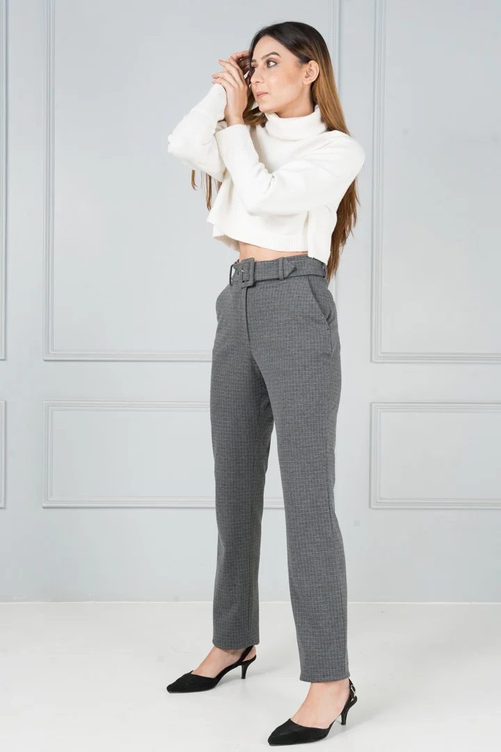 Grey Checks Power-Stretch Pants - Women - Image 4