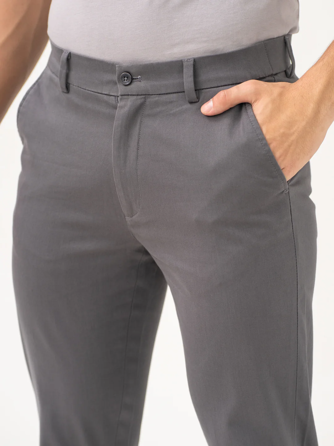 Goal Grey Slim Fit Stretch Chinos - Image 8