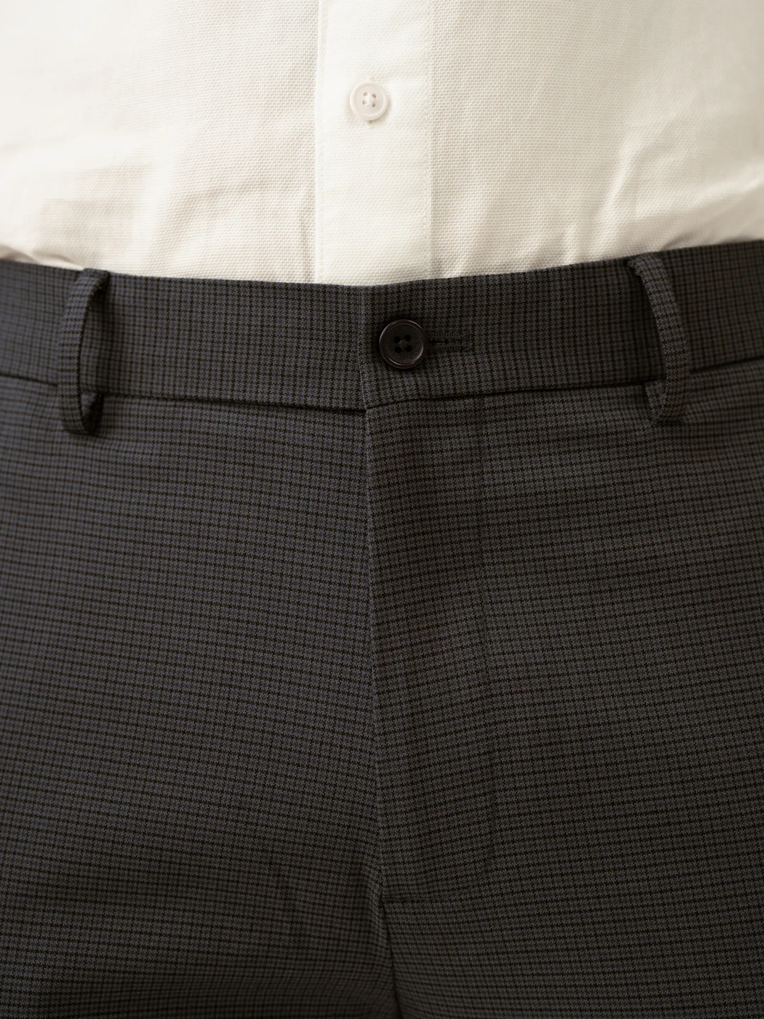 Gunmetal Grey Micro Checks Slim Fit Stretch Formal Pant - Image 10