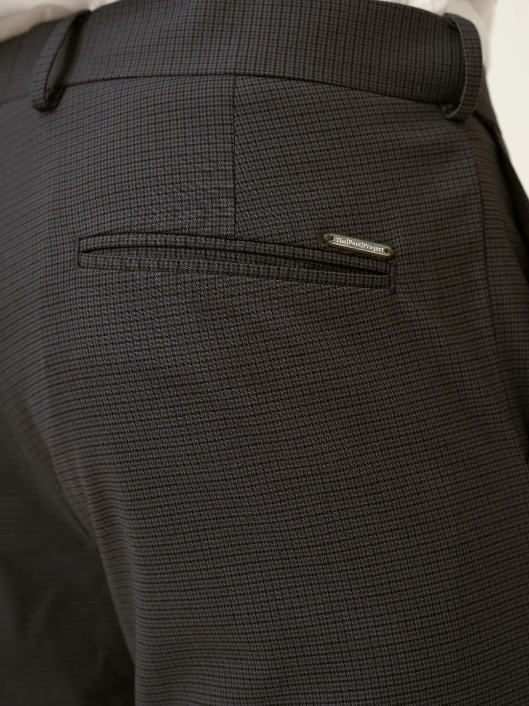 Gunmetal Grey Micro Checks Slim Fit Stretch Formal Pant - Image 9