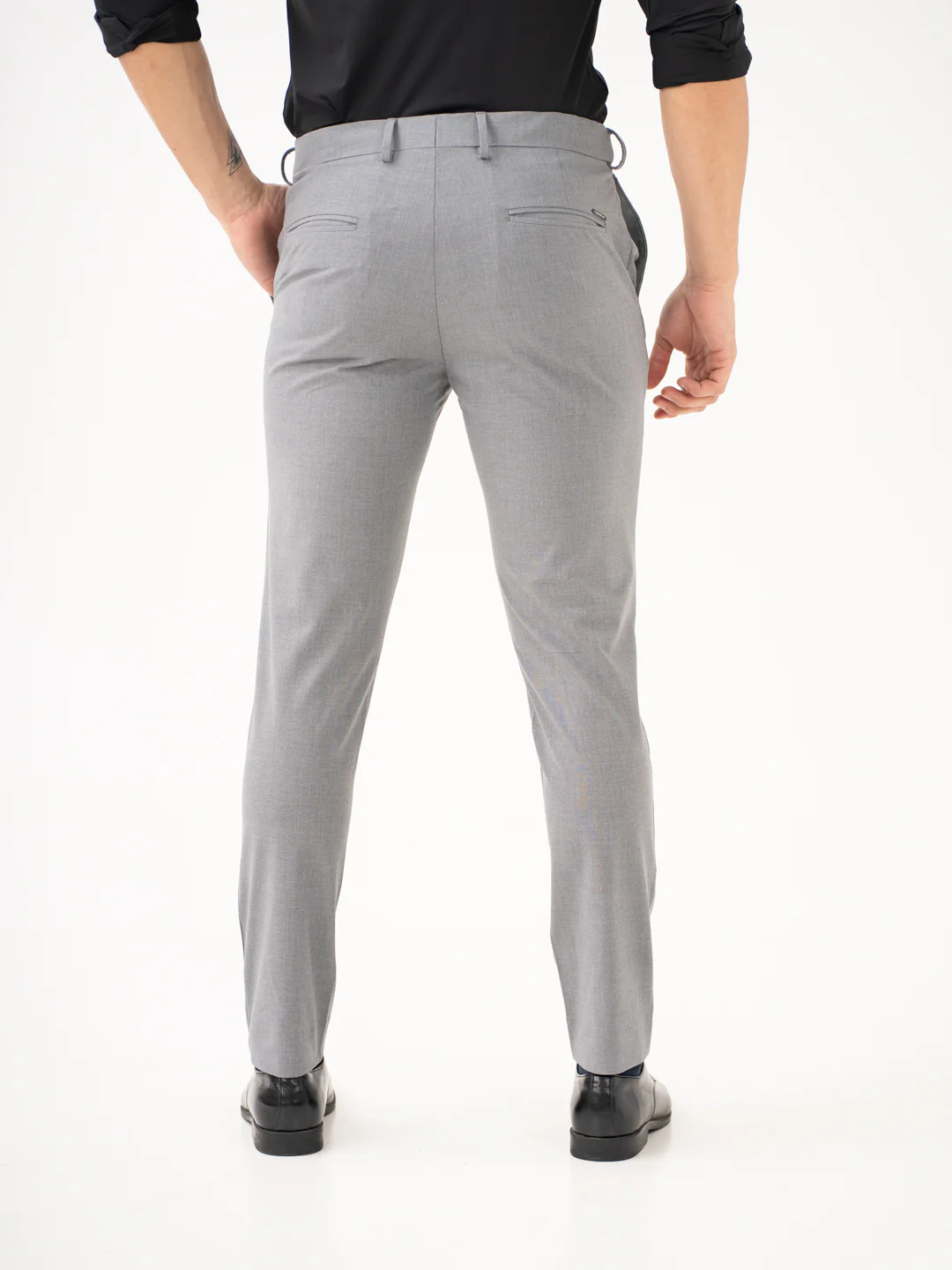 Effortless Grey Slim Fit Stretch Formal Pants - Image 6