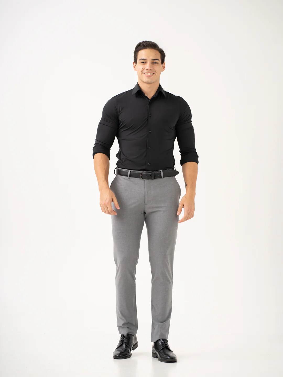 Effortless Grey Slim Fit Stretch Formal Pants - Image 7