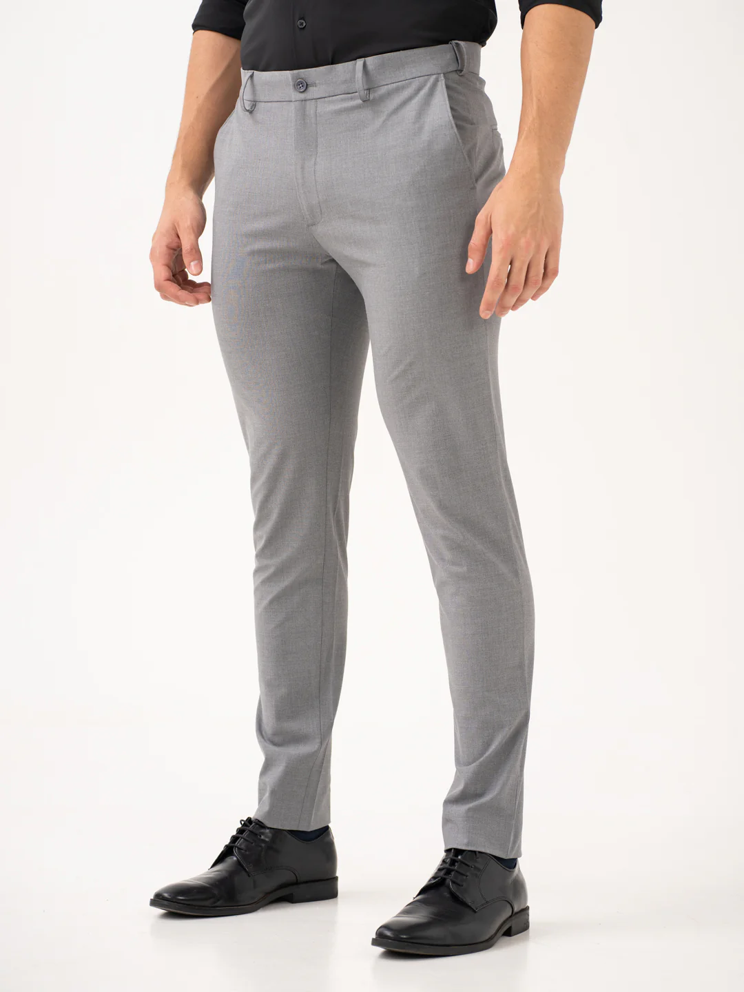 Effortless Grey Slim Fit Stretch Formal Pants - Image 9