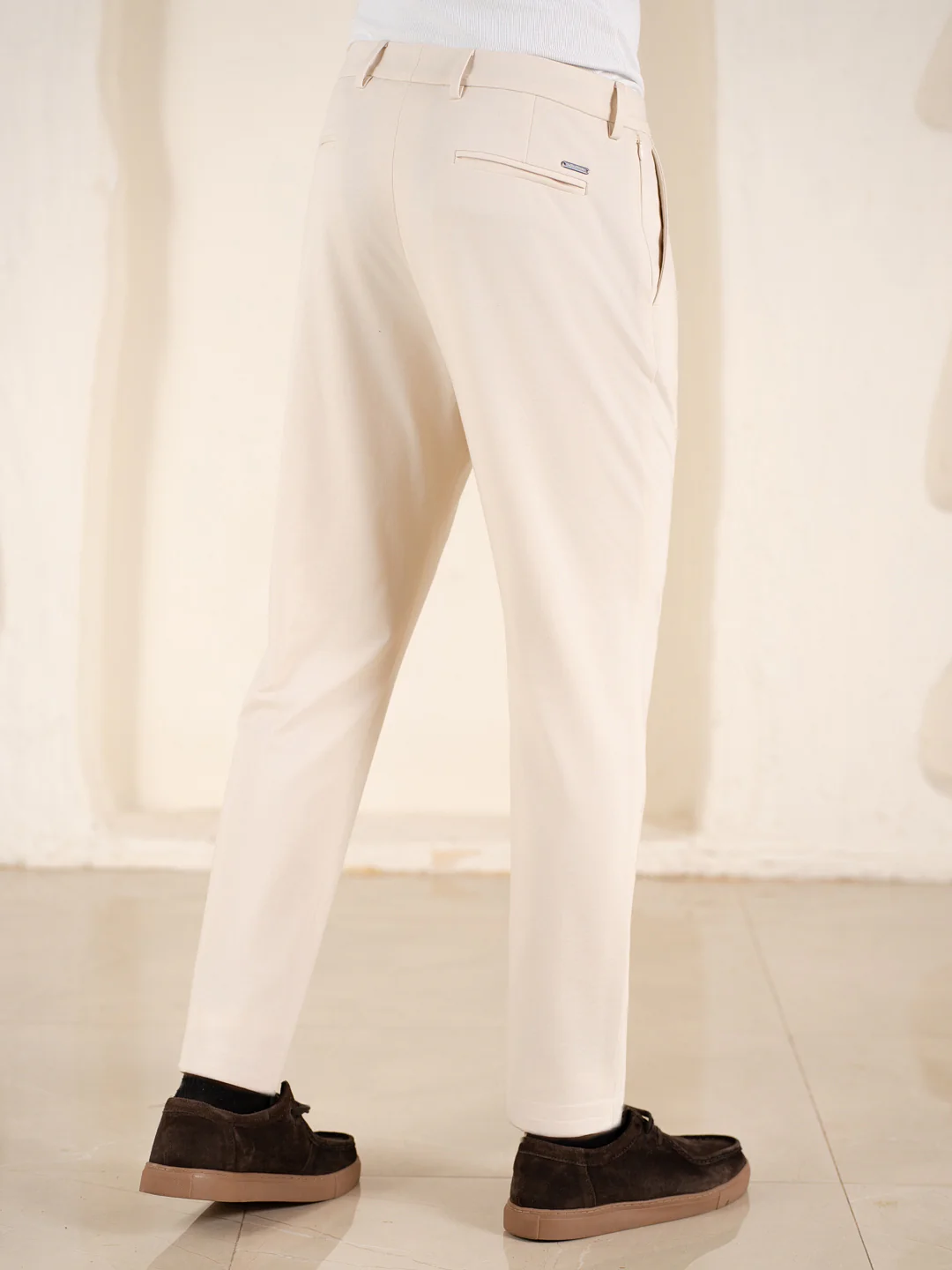 Malai Cream Soft-touch Slim Fit Power Stretch Pants - Image 7