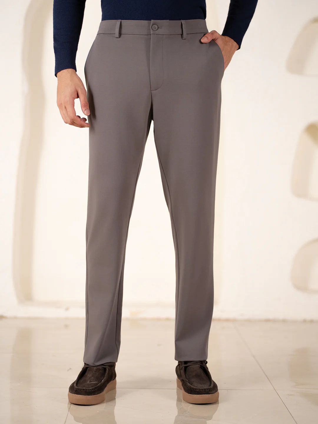 Malai Dark Grey Soft-touch Slim Fit Power Stretch Pants - Image 9