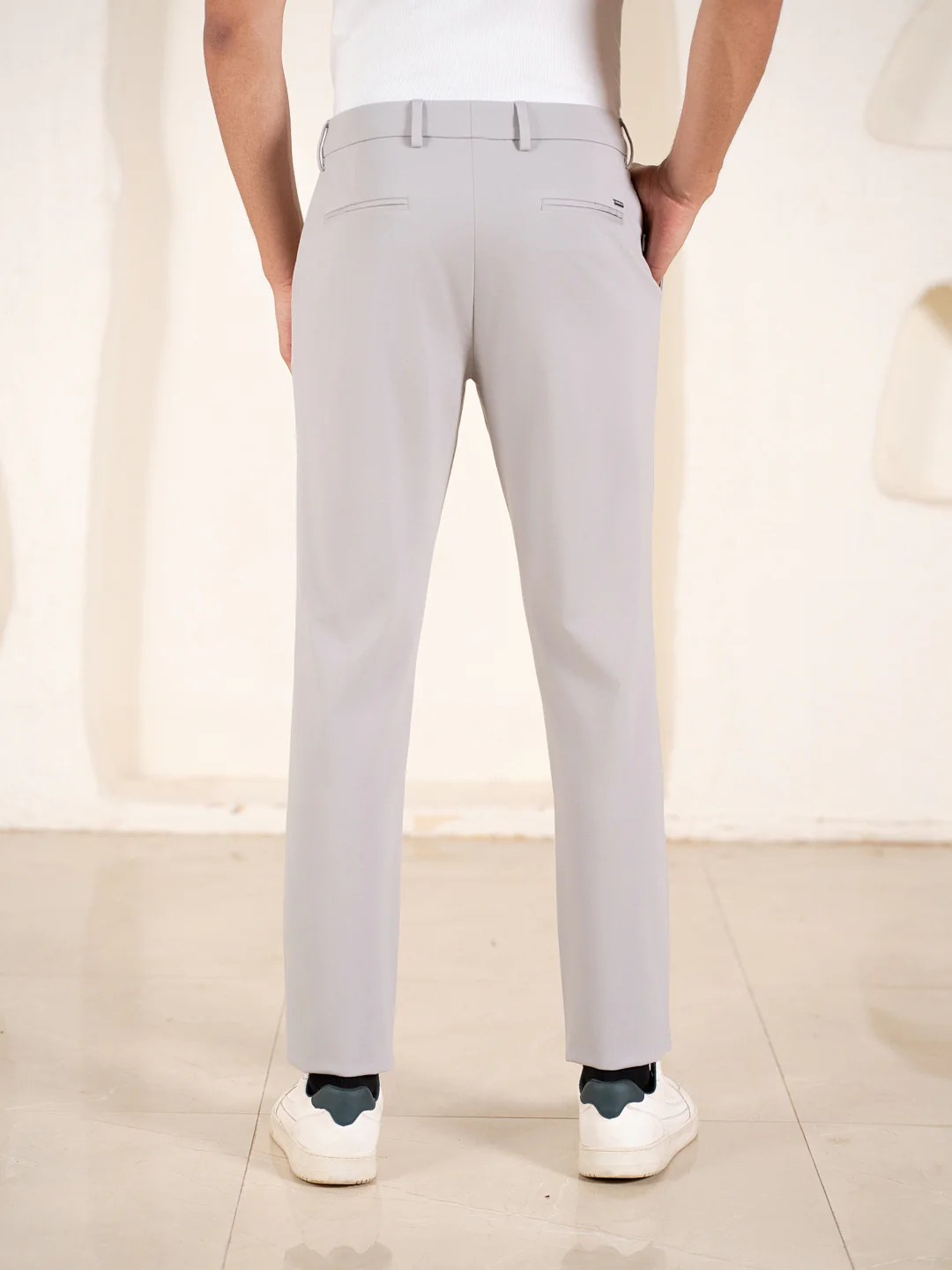 Malai Light Grey Soft-touch Slim Fit Power Stretch Pants - Image 7