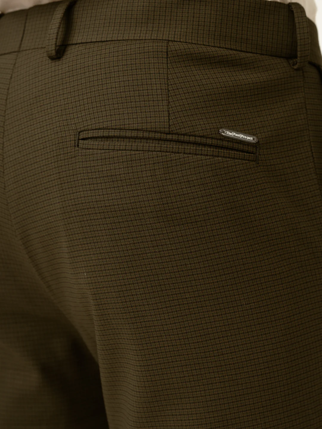 Moss Green Micro Checks Slim Fit Stretch Formal Pant - Image 9