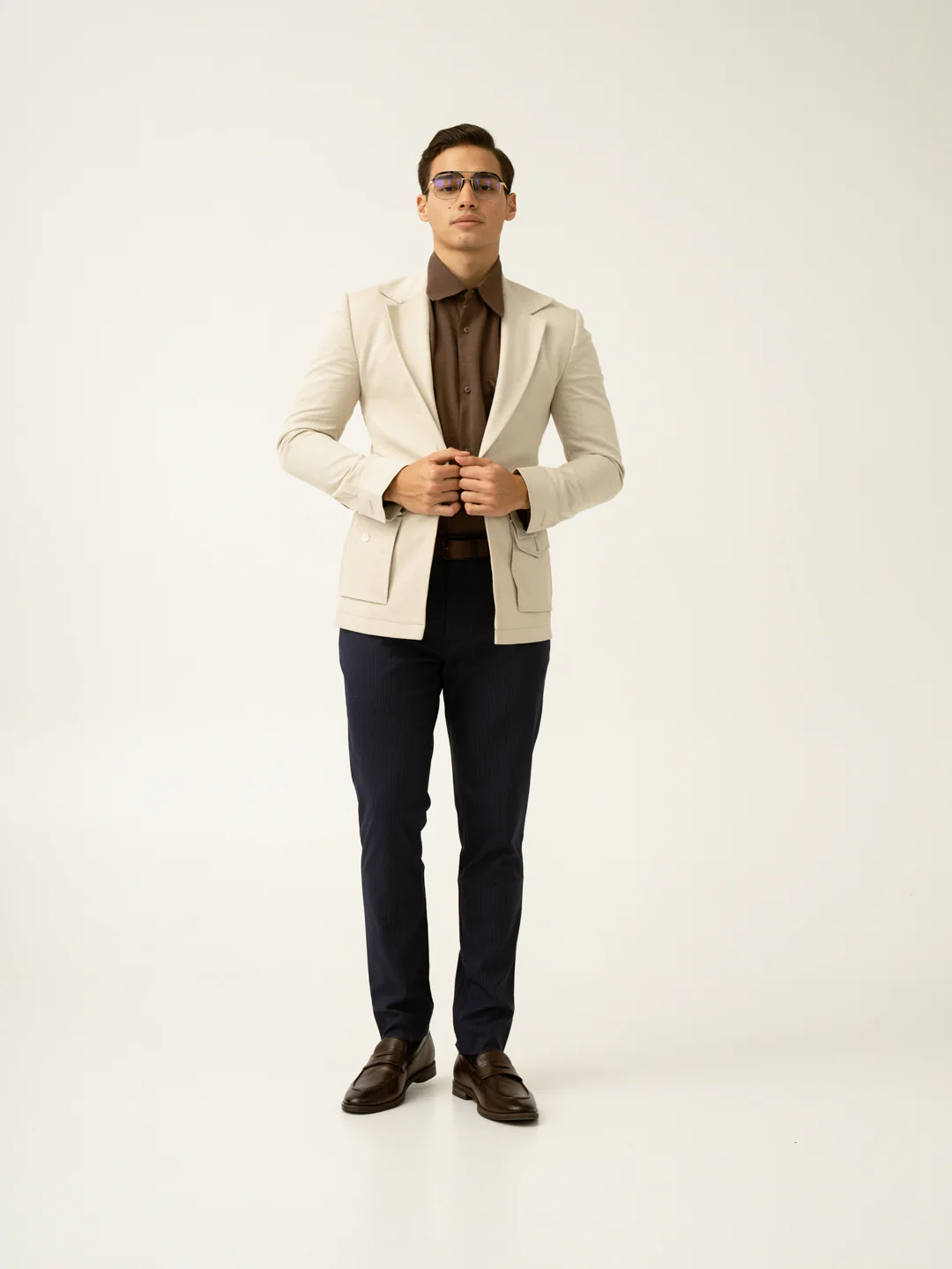Dark Navy Stripes Slim Fit Formal Stretch Pants - Image 11