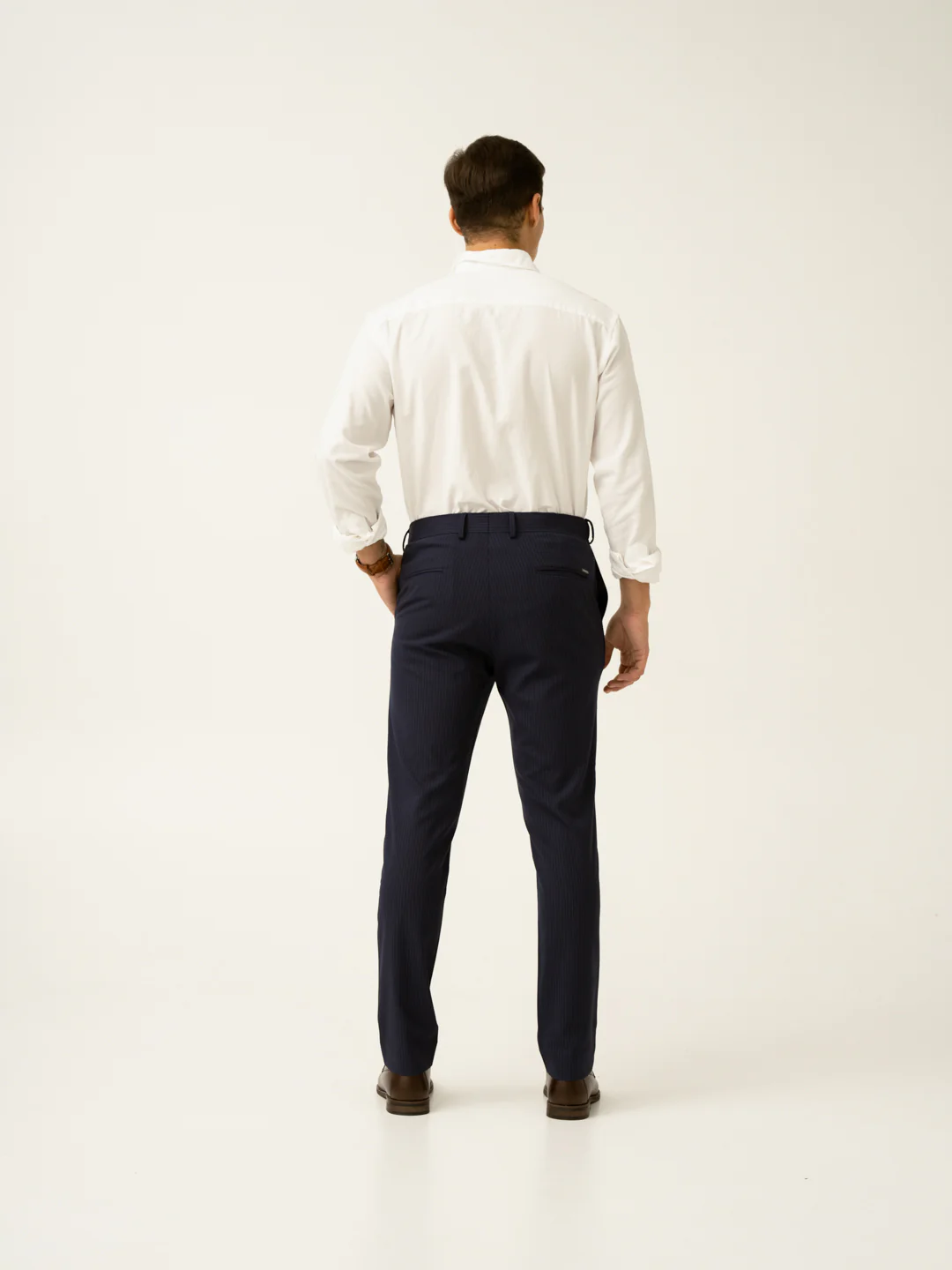Dark Navy Stripes Slim Fit Formal Stretch Pants - Image 9