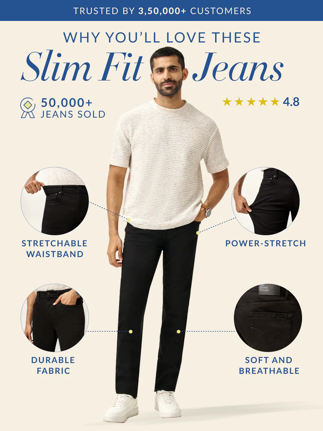 Raw Black Power-Stretch Slim Fit Jeans - Image 3