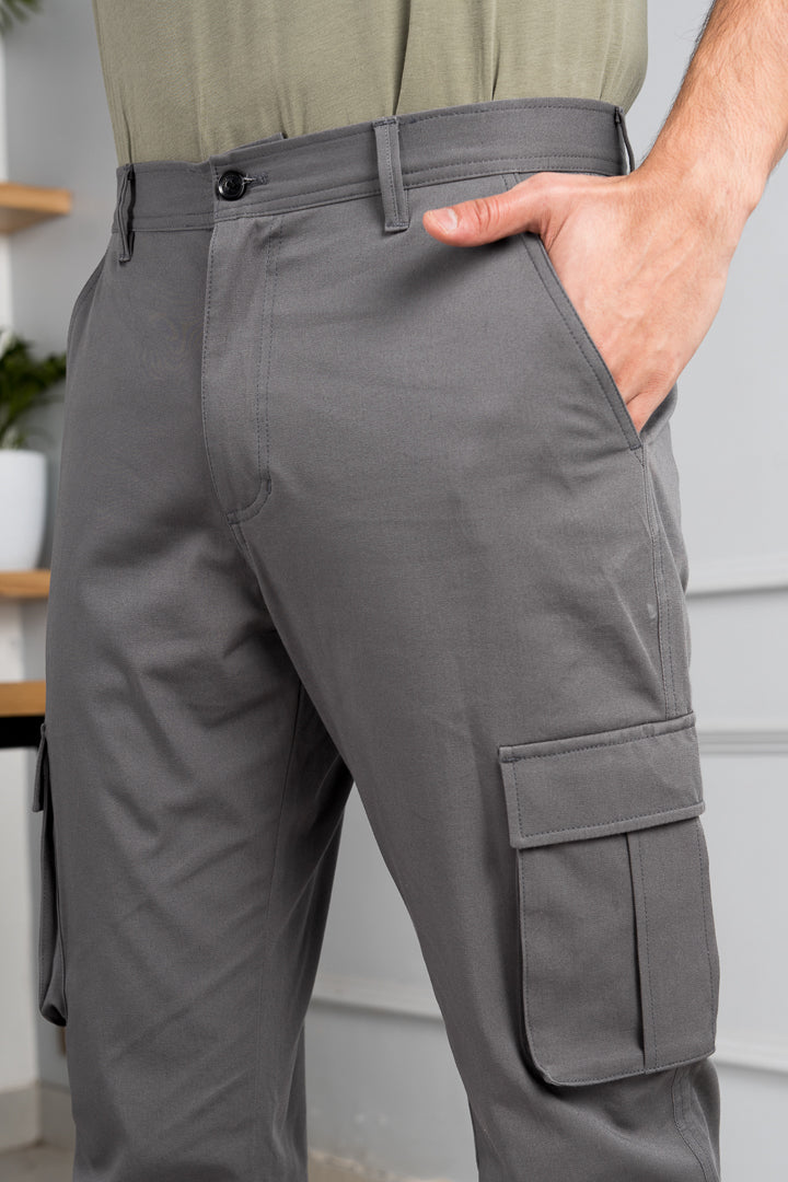Spanish Grey Stretch Cargo Pants - Image 3
