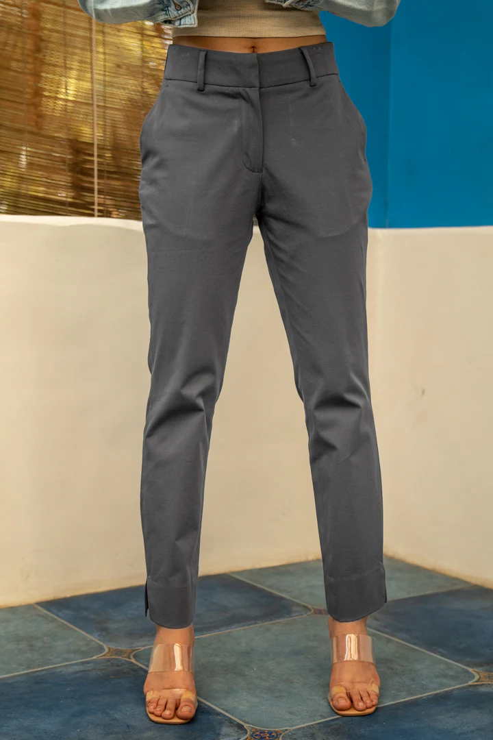 Spanish Grey Stretch Chino Pants - Women - Image 4